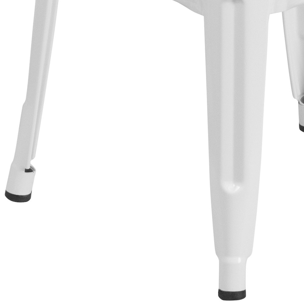 30" High Backless White Metal Indoor-Outdoor Barstool with Square Seat. Picture 8
