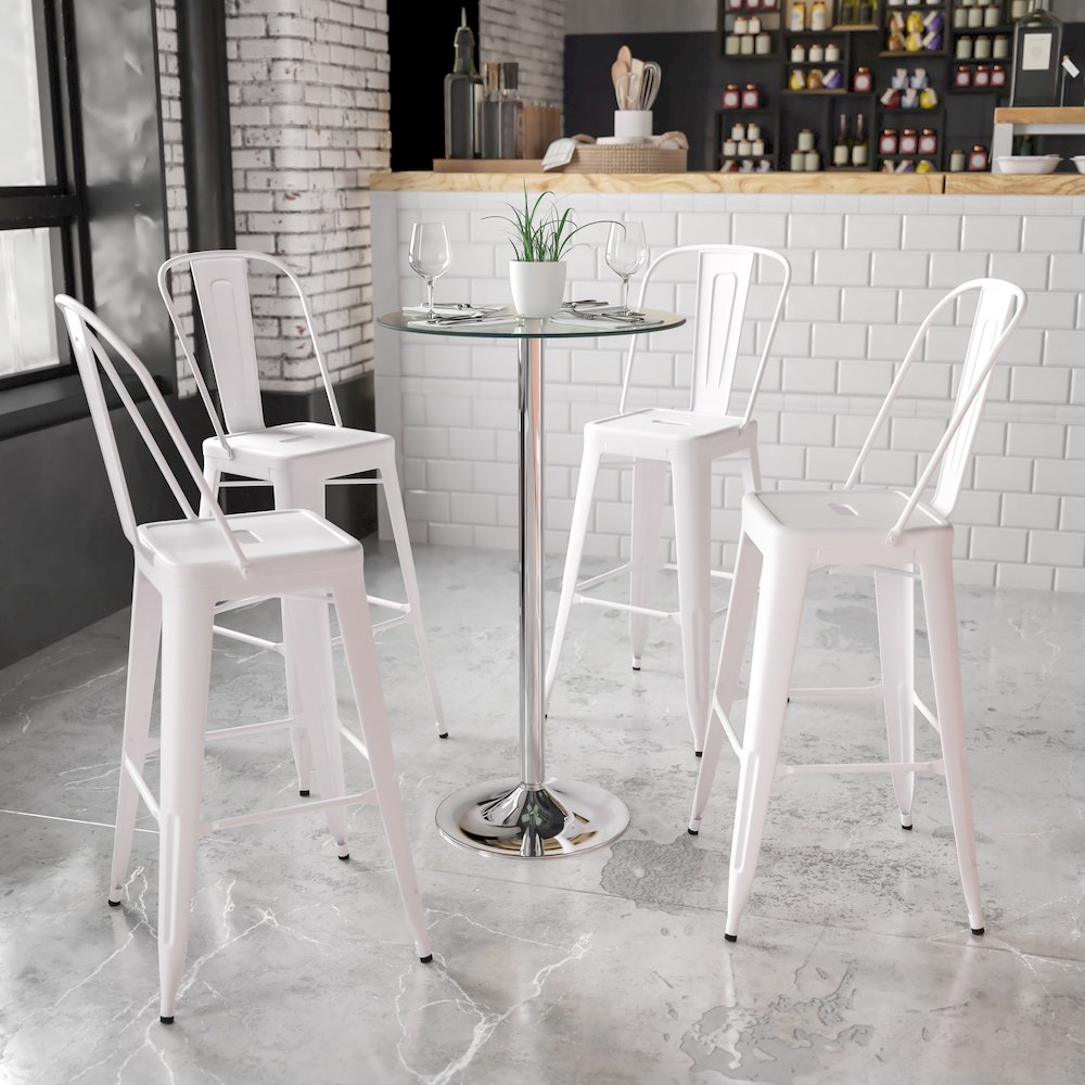 23.75'' Round Glass Table with 41.75''H Chrome Base. Picture 2