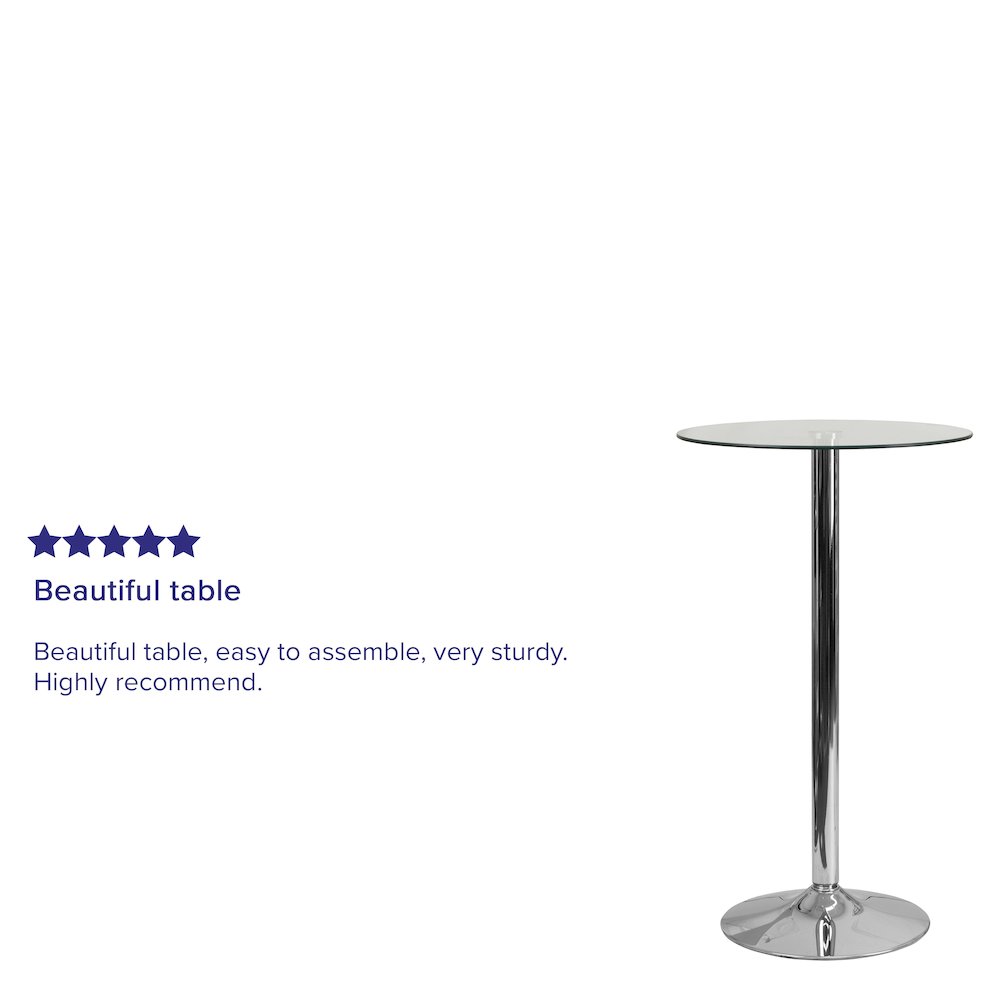 23.75'' Round Glass Table with 41.75''H Chrome Base. Picture 4