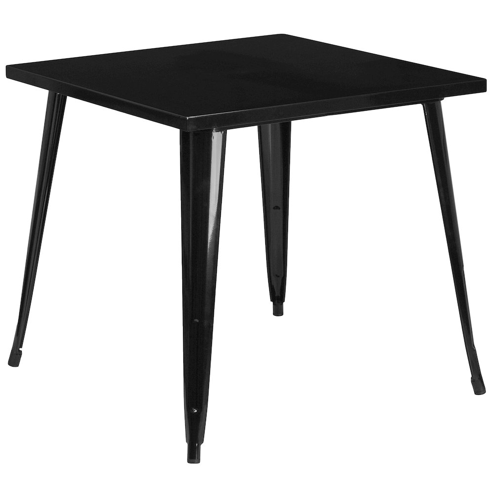 Commercial Grade 31.75" Square Black Metal Indoor-Outdoor Table. Picture 1