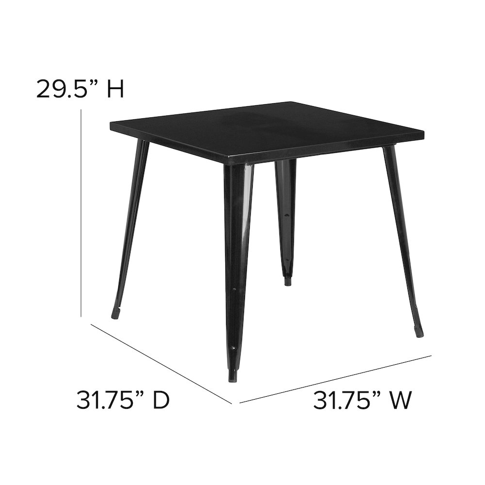 Commercial Grade 31.75" Square Black Metal Indoor-Outdoor Table. Picture 2