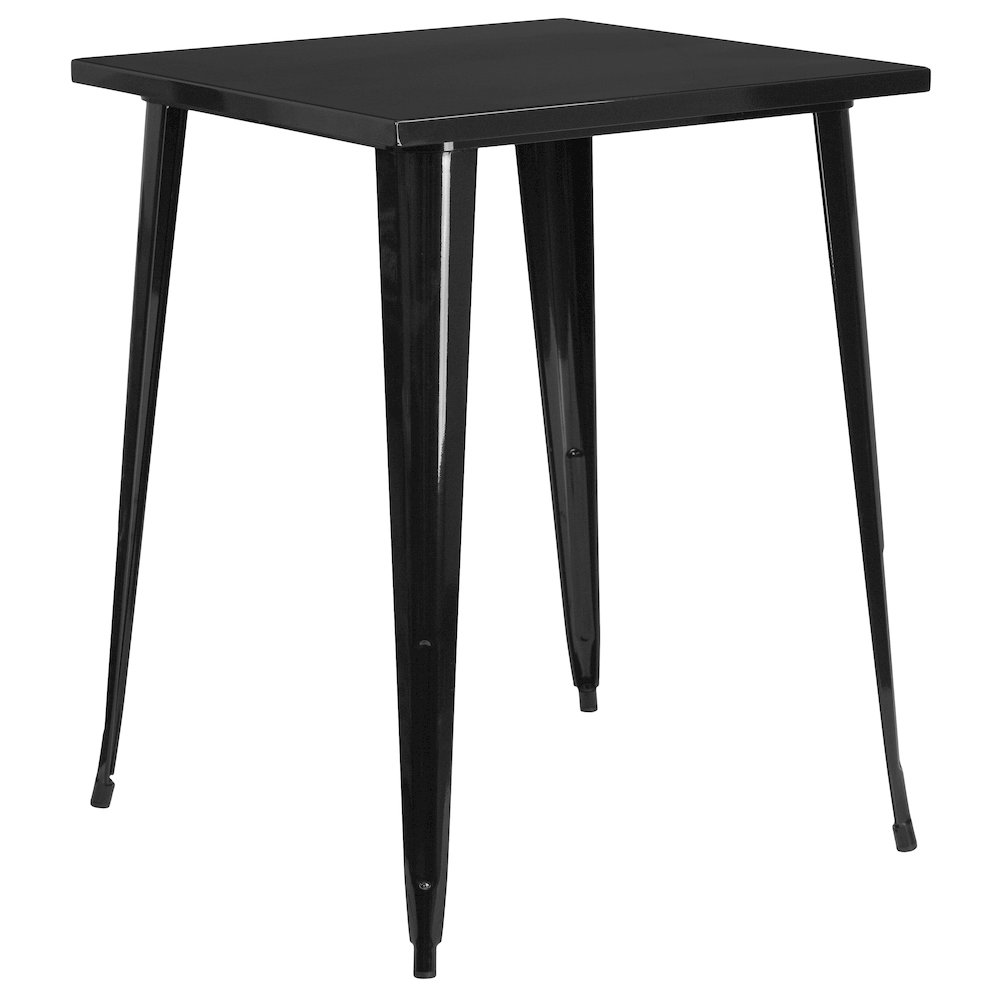 Commercial Grade 31.5" Square Black Metal Indoor-Outdoor Bar Height Table. Picture 1