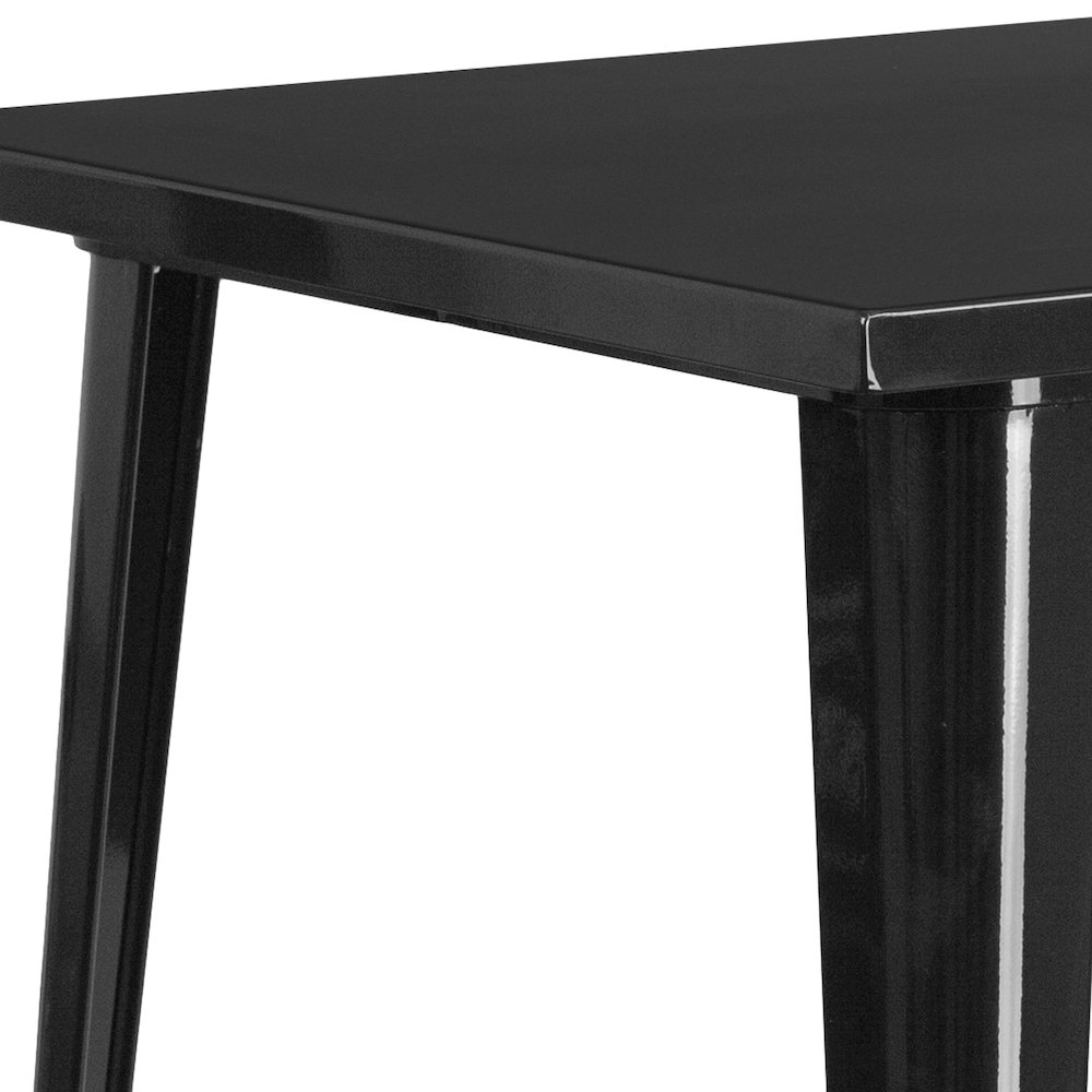 Commercial Grade 31.5" Square Black Metal Indoor-Outdoor Bar Height Table. Picture 7