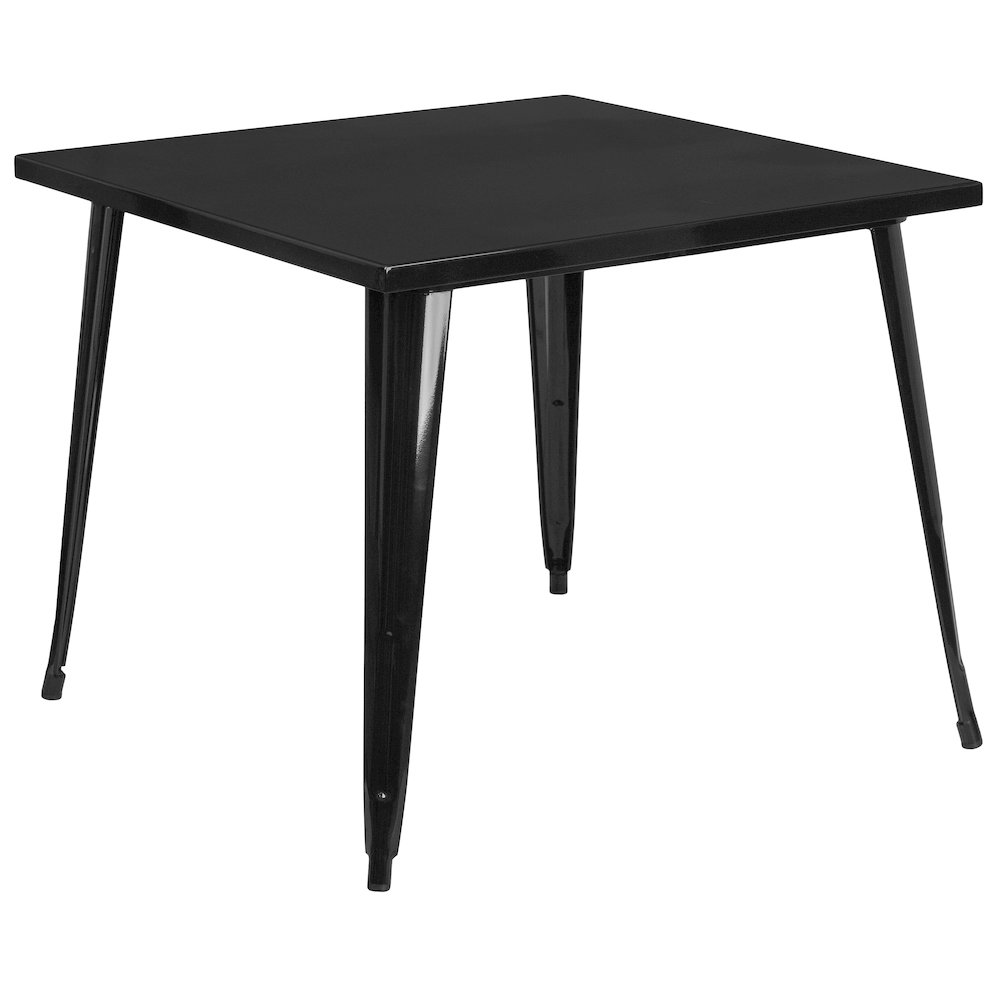 Commercial Grade 35.5" Square Black Metal Indoor-Outdoor Table. Picture 1
