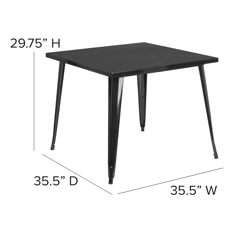 Commercial Grade 35.5" Square Black Metal Indoor-Outdoor Table. Picture 5