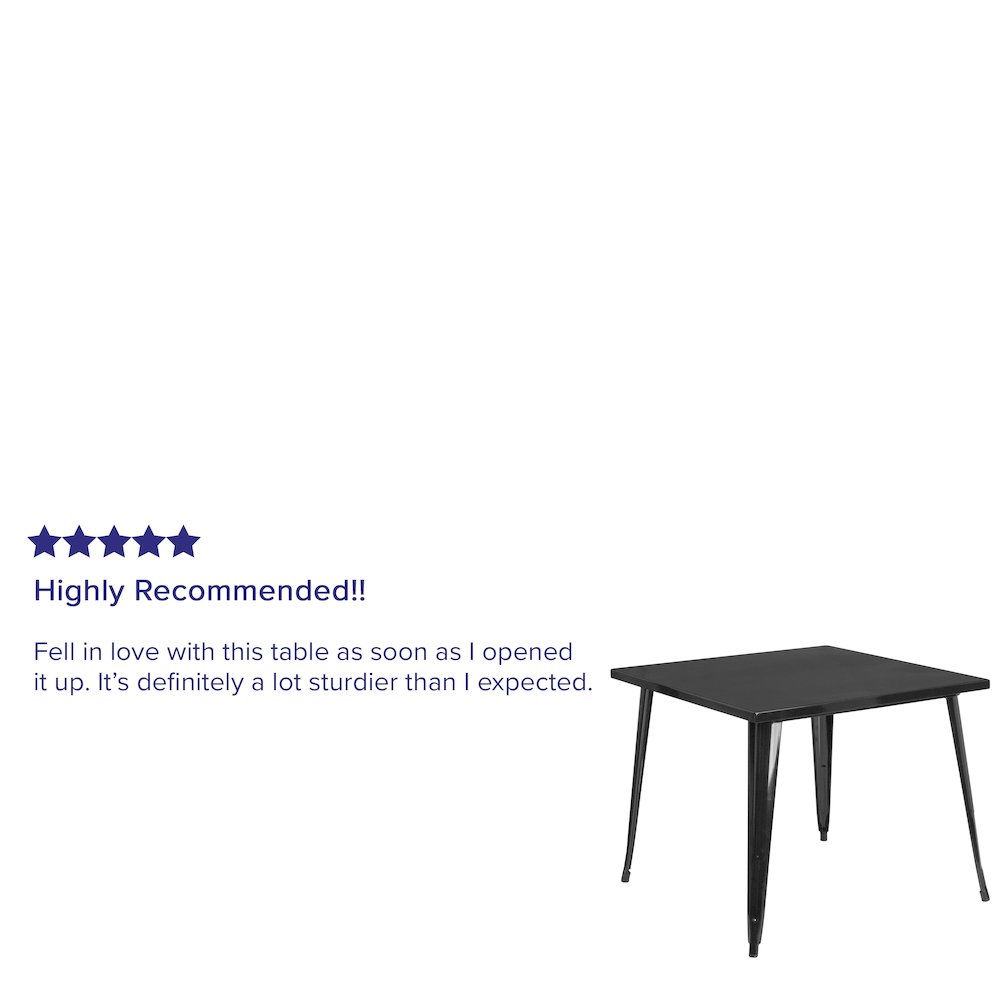 Commercial Grade 35.5" Square Black Metal Indoor-Outdoor Table. Picture 4