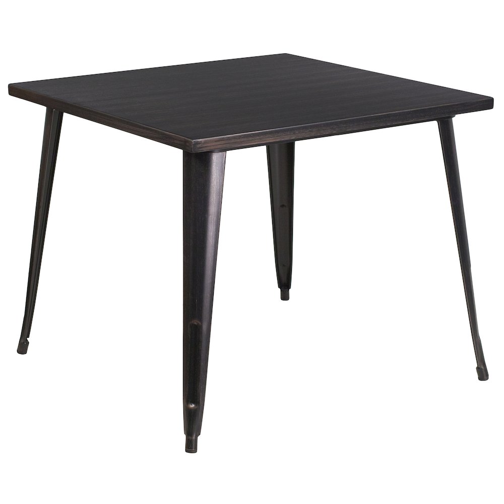 35.5" Square Black-Antique Gold Metal Indoor-Outdoor Table. Picture 1