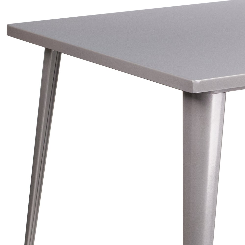 Commercial Grade 35.5" Square Silver Metal Indoor-Outdoor Table. Picture 7