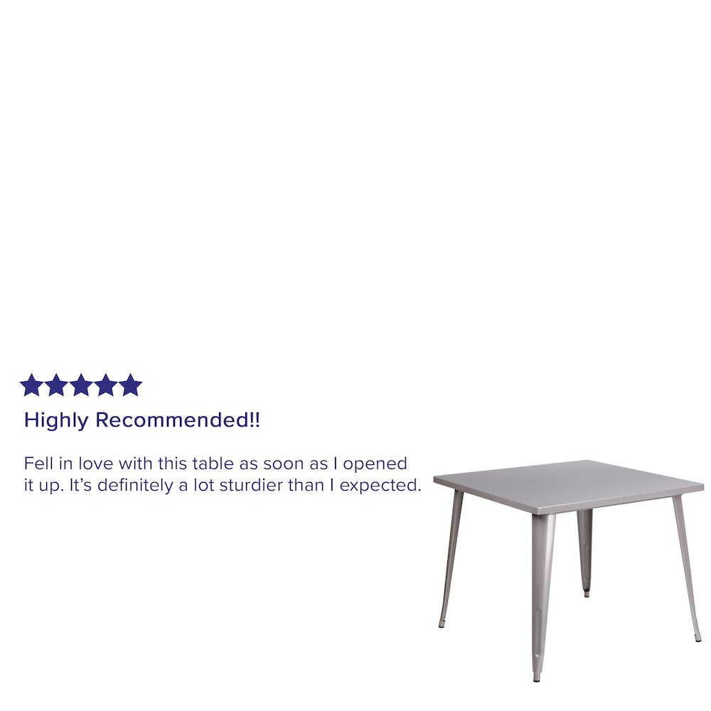 Commercial Grade 35.5" Square Silver Metal Indoor-Outdoor Table. Picture 4