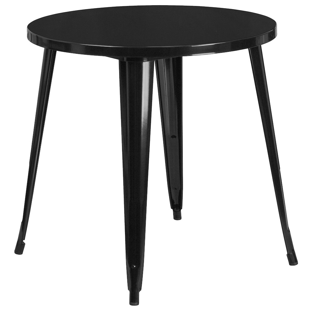 Commercial Grade 30" Round Black Metal Indoor-Outdoor Table. Picture 1