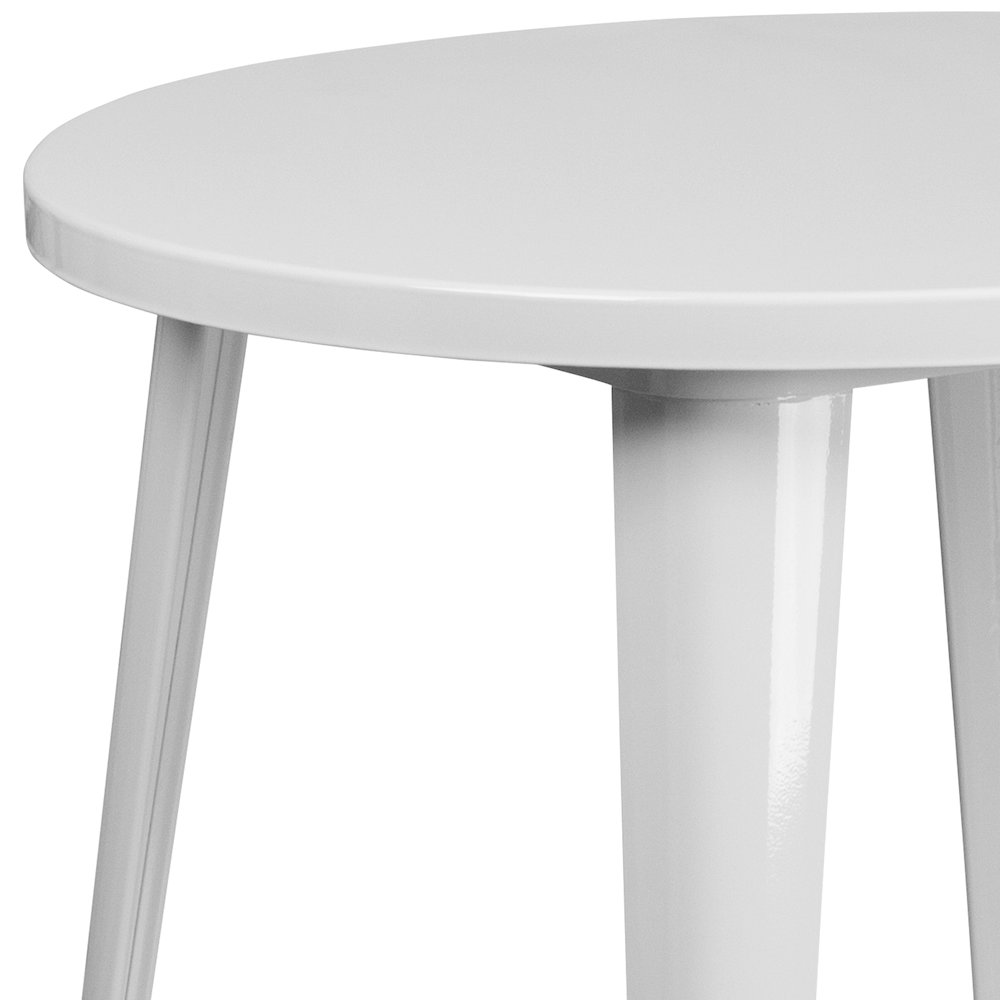 Commercial Grade 30" Round White Metal Indoor-Outdoor Table. Picture 6
