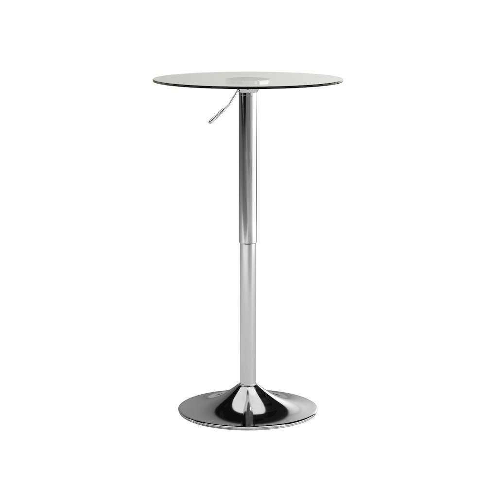 23.5'' Round Adjustable Height Glass Table (Adjustable Range 33.5'' - 41''). Picture 1