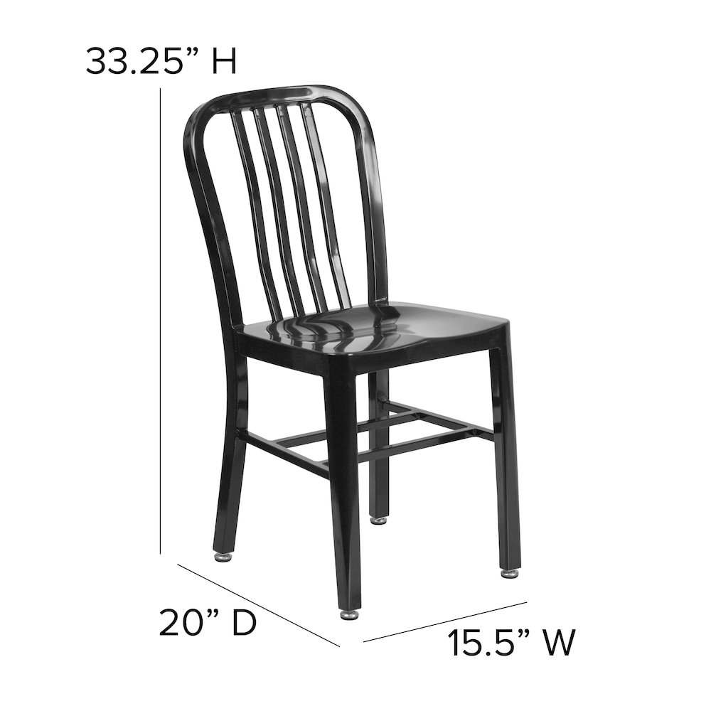 Commercial Grade Black Metal Indoor-Outdoor Chair. Picture 2