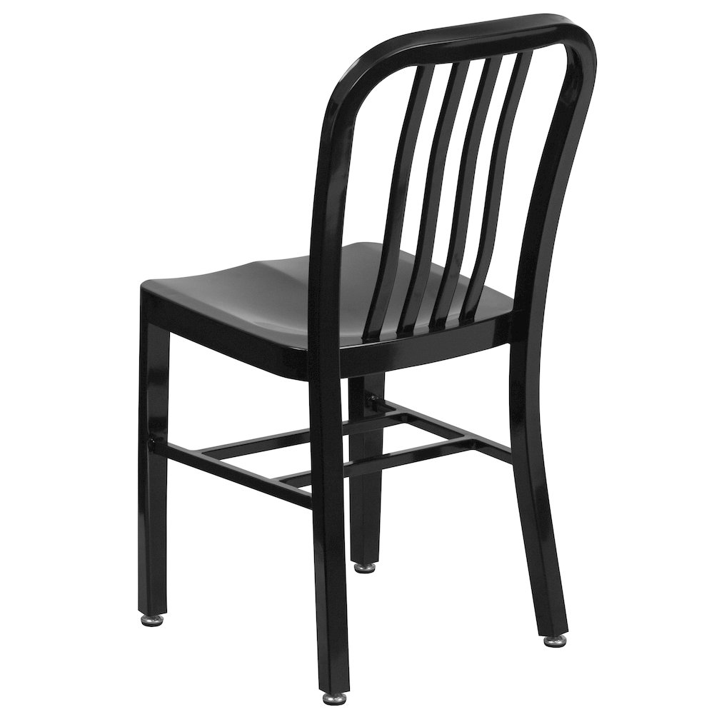 Commercial Grade Black Metal Indoor-Outdoor Chair. Picture 4