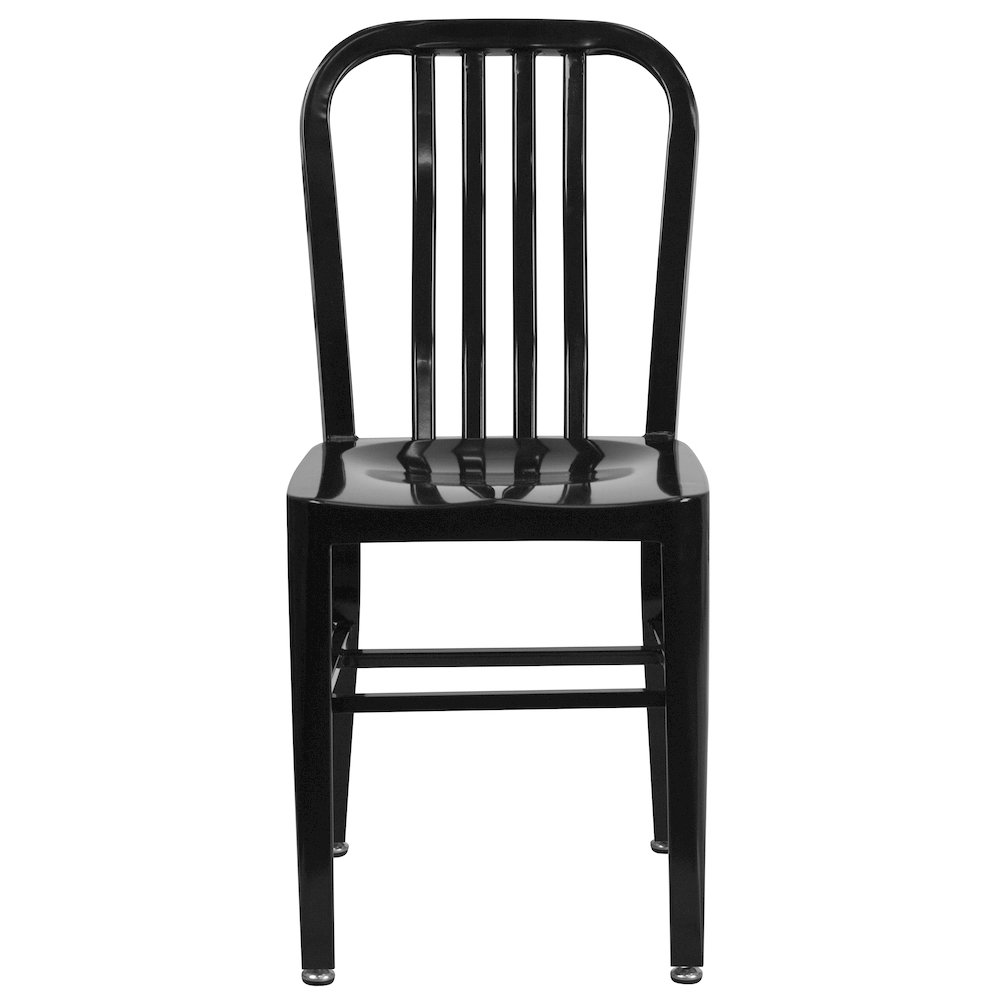 Commercial Grade Black Metal Indoor-Outdoor Chair. Picture 5
