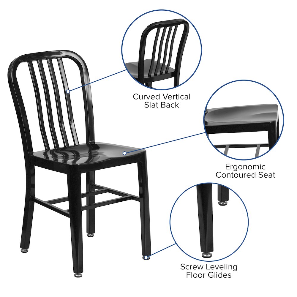 Commercial Grade Black Metal Indoor-Outdoor Chair. Picture 6