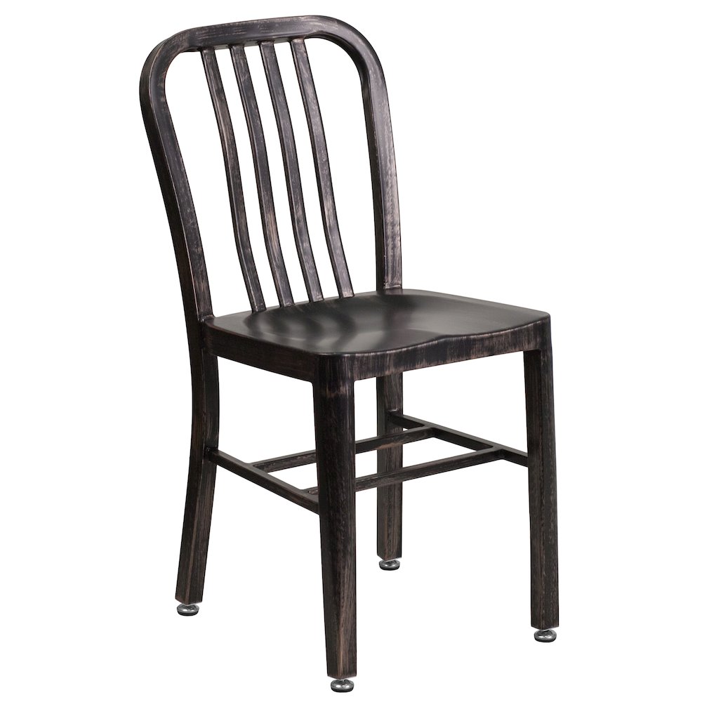 Commercial Grade Black-Antique Gold Metal Indoor-Outdoor Chair. Picture 1