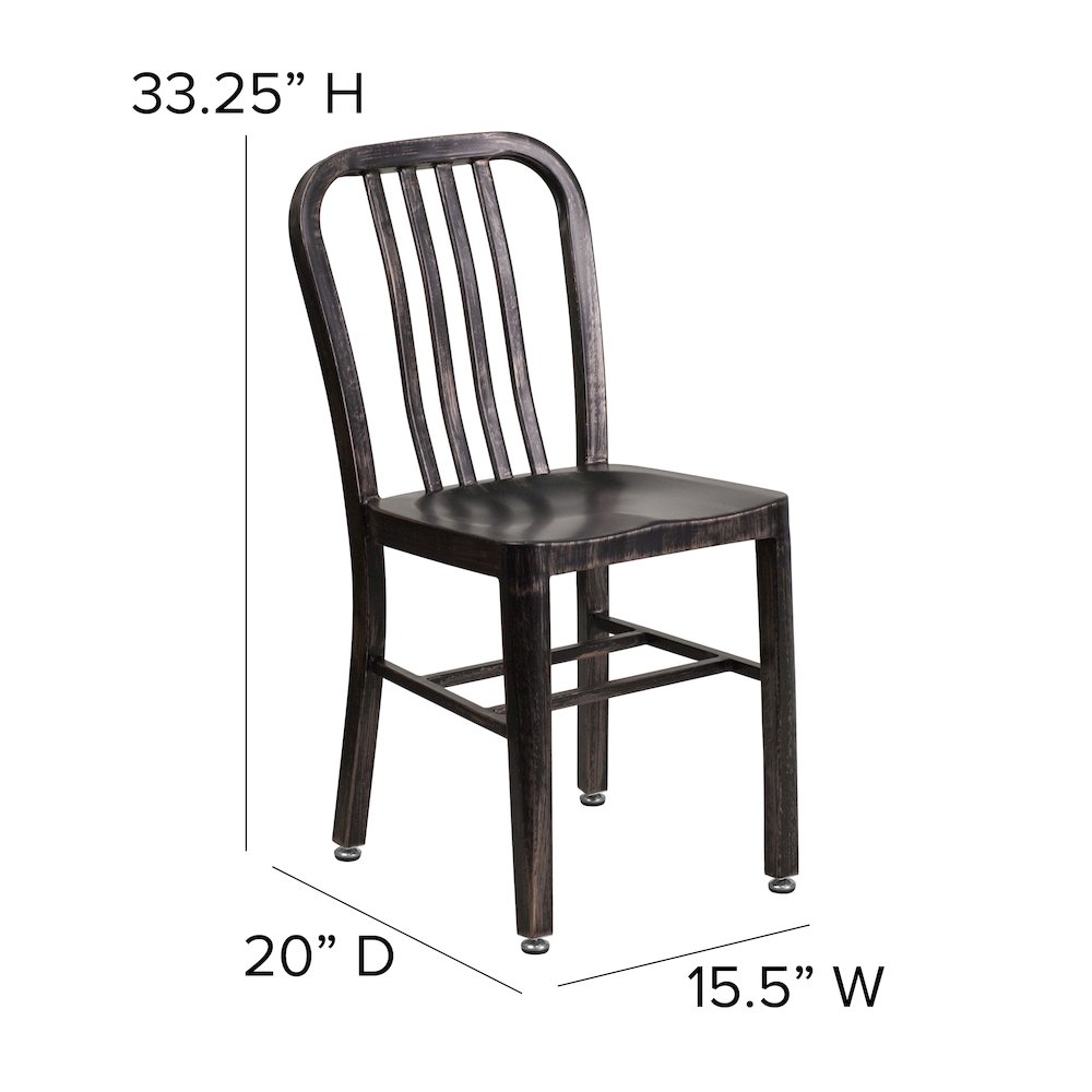 Commercial Grade Black-Antique Gold Metal Indoor-Outdoor Chair. Picture 2