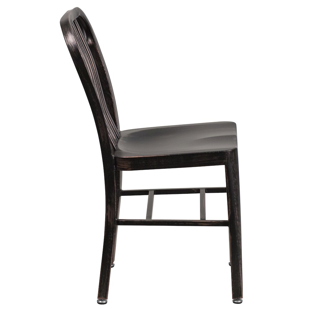 Commercial Grade Black-Antique Gold Metal Indoor-Outdoor Chair. Picture 3