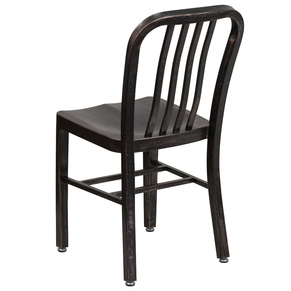 Commercial Grade Black-Antique Gold Metal Indoor-Outdoor Chair. Picture 4