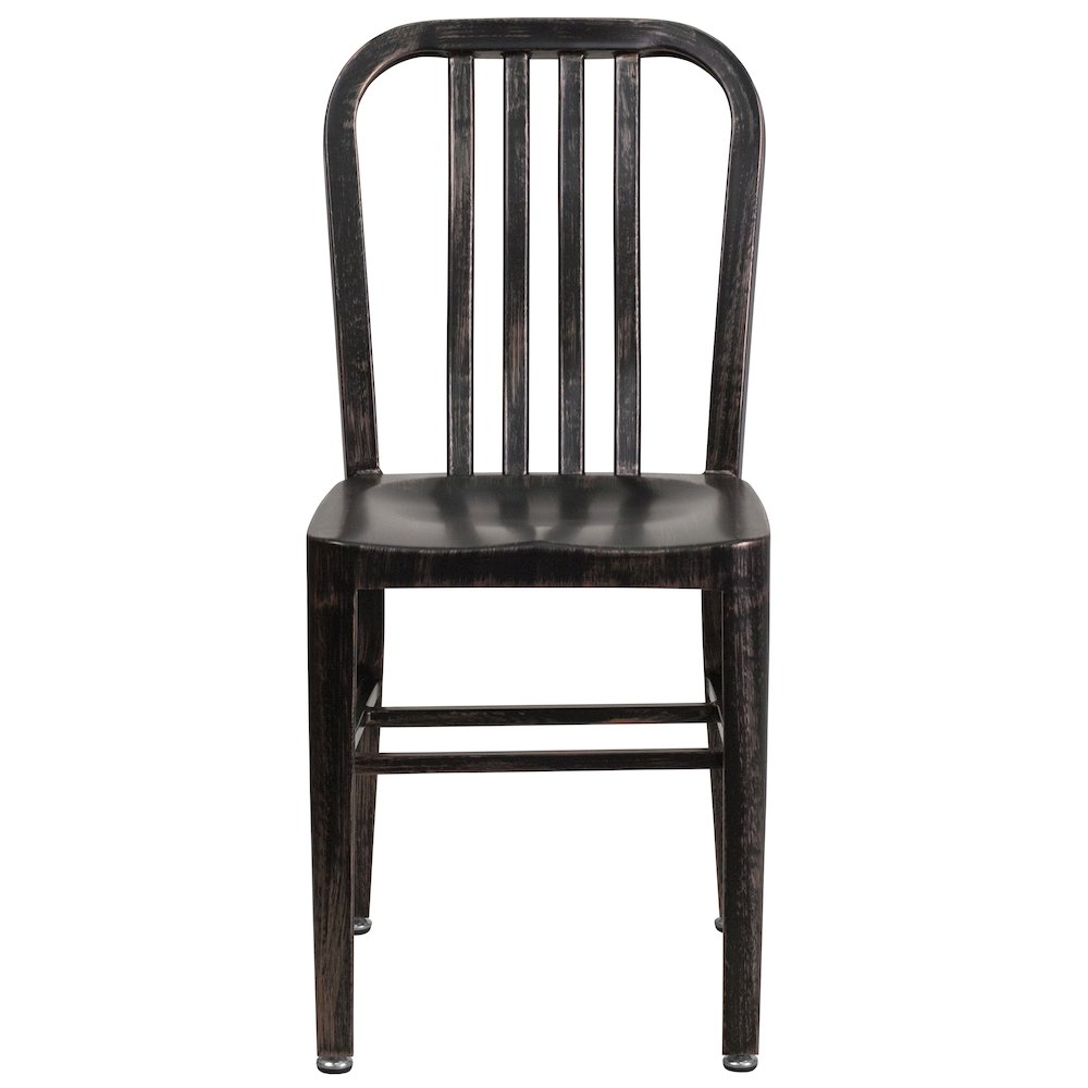 Commercial Grade Black-Antique Gold Metal Indoor-Outdoor Chair. Picture 5