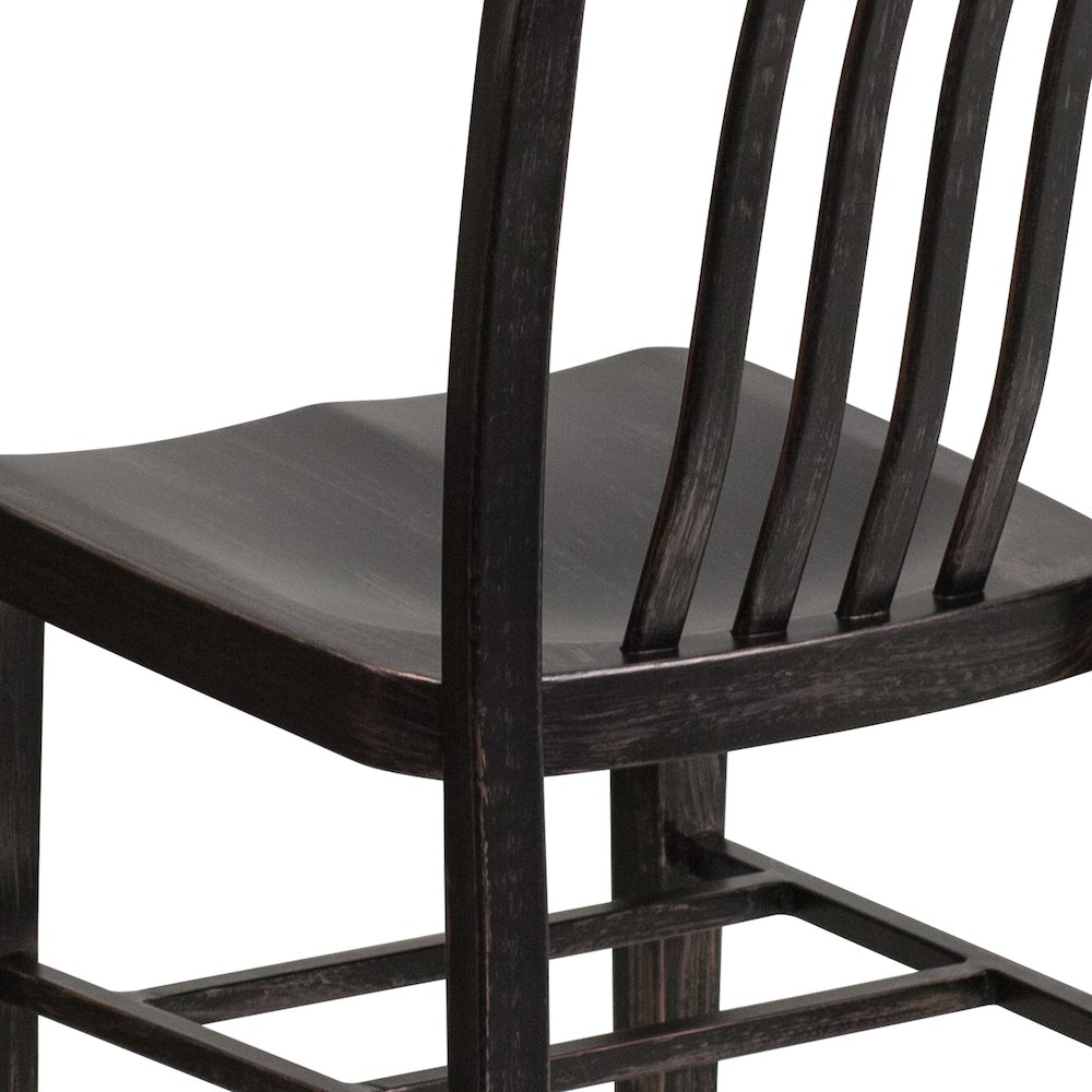 Commercial Grade Black-Antique Gold Metal Indoor-Outdoor Chair. Picture 8