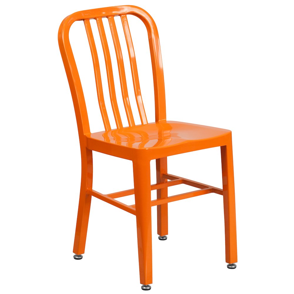 Commercial Grade Orange Metal Indoor-Outdoor Chair. Picture 1