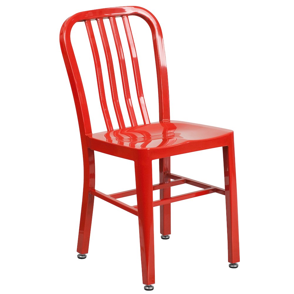 Commercial Grade Red Metal Indoor-Outdoor Chair. Picture 1