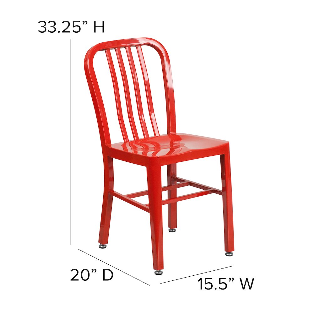 Commercial Grade Red Metal Indoor-Outdoor Chair. Picture 2