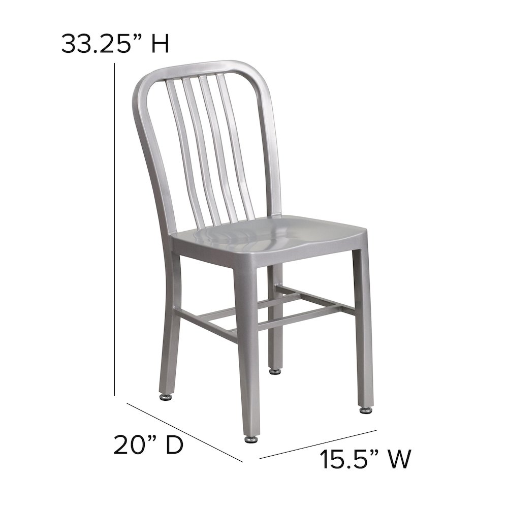 Commercial Grade Silver Metal Indoor-Outdoor Chair. Picture 2