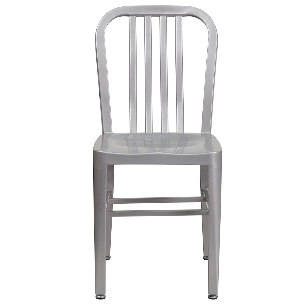 Commercial Grade Silver Metal Indoor-Outdoor Chair. Picture 5