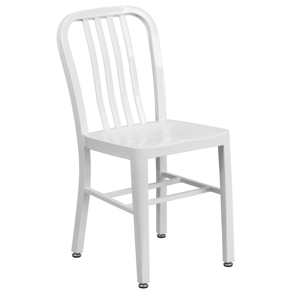 Commercial Grade White Metal Indoor-Outdoor Chair. Picture 1