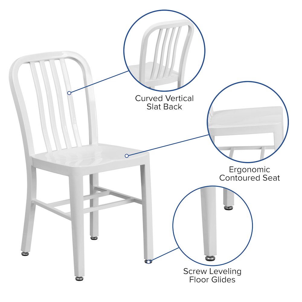 Commercial Grade White Metal Indoor-Outdoor Chair. Picture 6