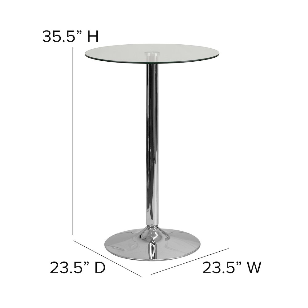 23.5'' Round Glass Table with 35.5''H Chrome Base. Picture 6