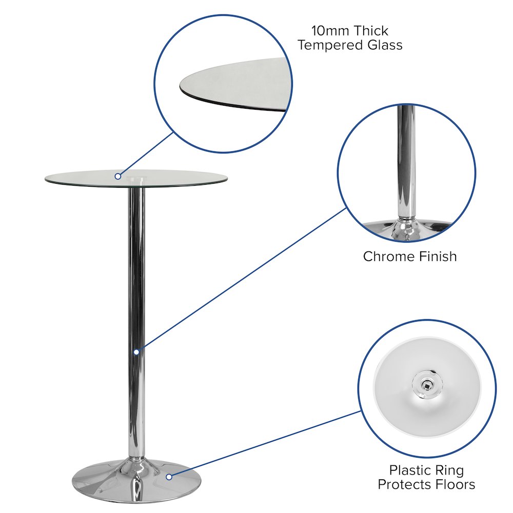 23.5'' Round Glass Table with 35.5''H Chrome Base. Picture 5