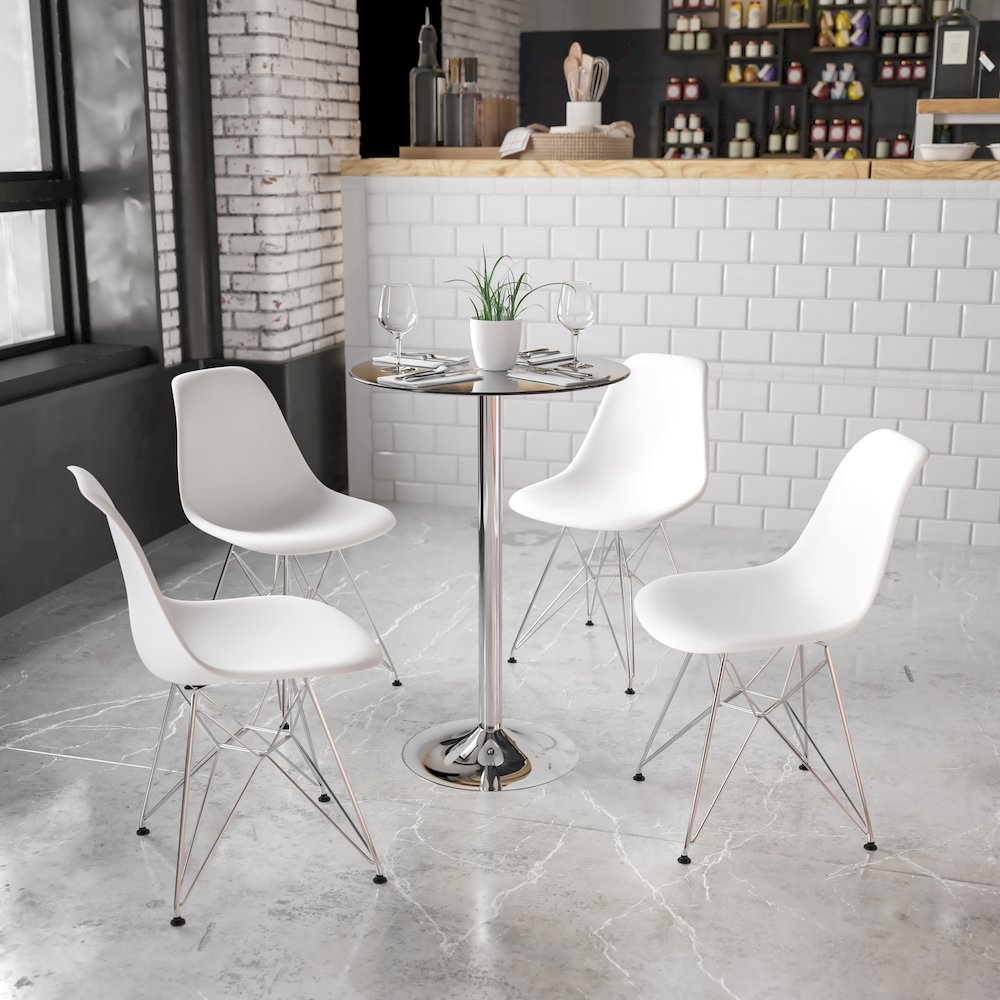 23.5'' Round Glass Table with 35.5''H Chrome Base. Picture 2
