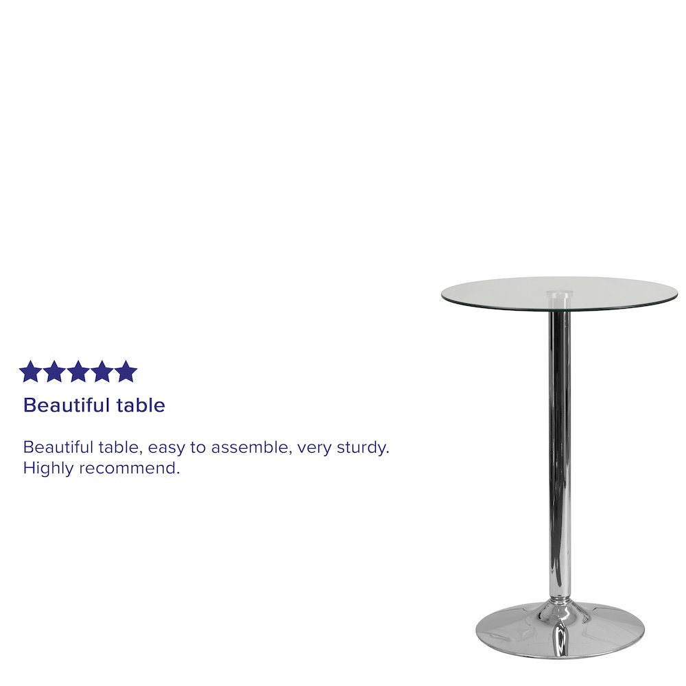 23.5'' Round Glass Table with 35.5''H Chrome Base. Picture 4