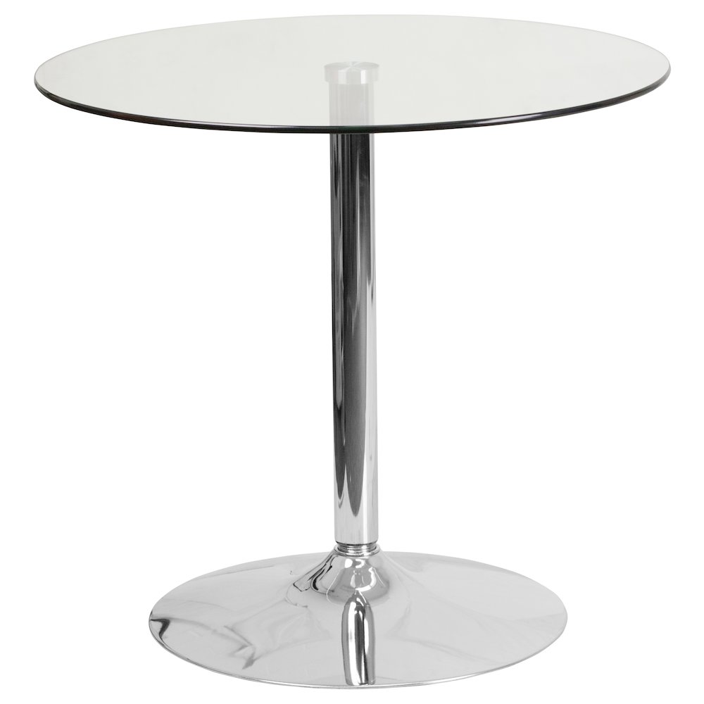 31.5'' Round Glass Table with 29''H Chrome Base. Picture 1