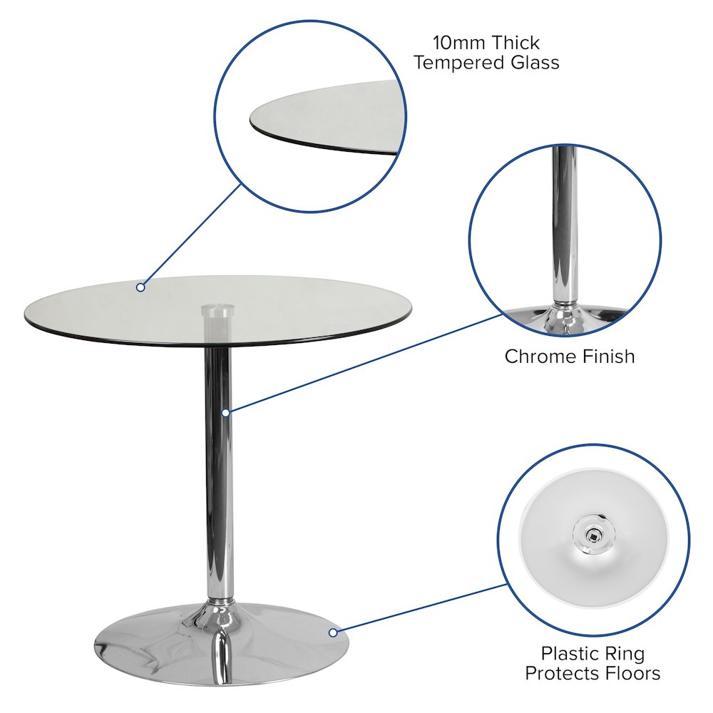 31.5'' Round Glass Table with 29''H Chrome Base. Picture 5