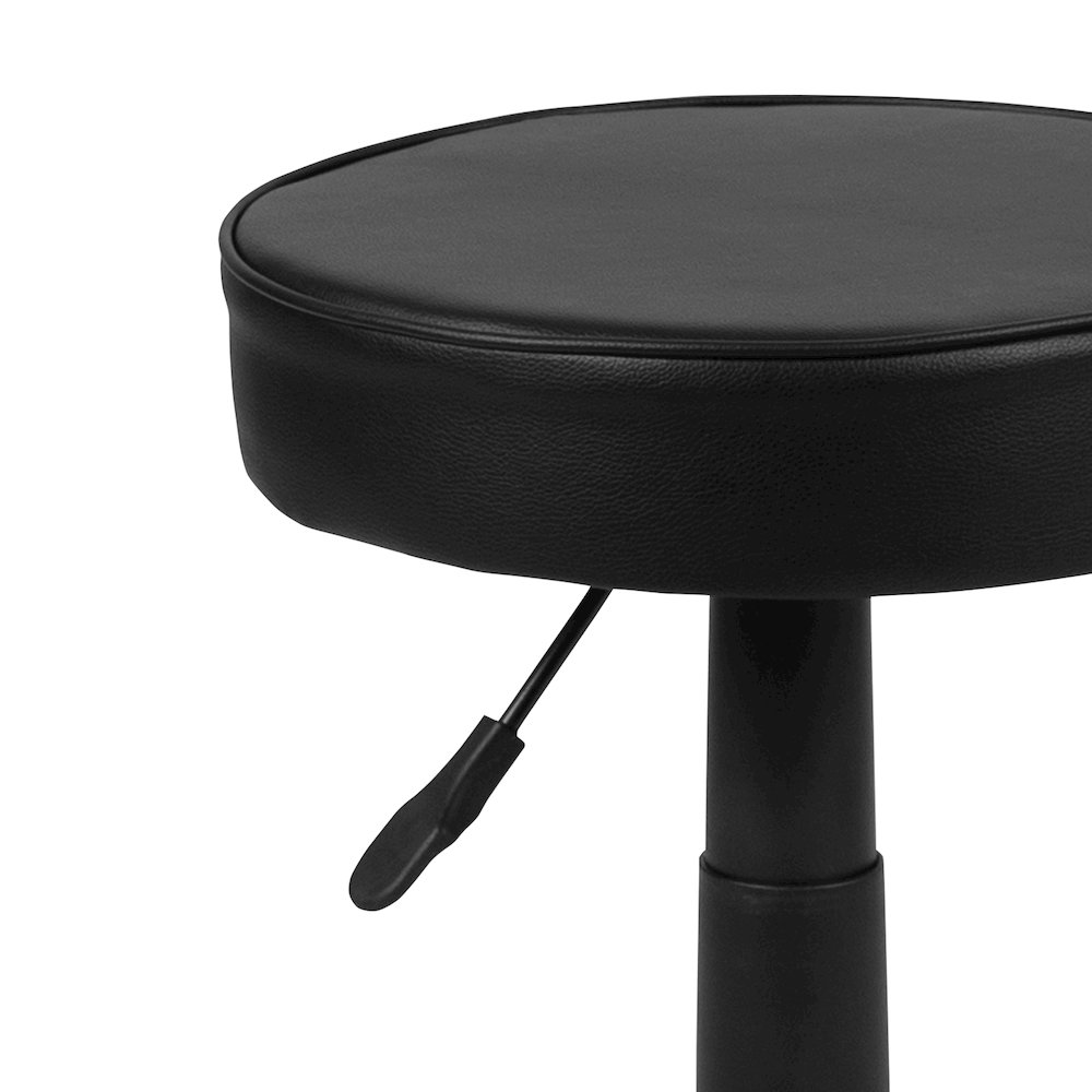 Black Adjustable Doctors Stool on Wheels with Ergonomic Molded Seat. Picture 8