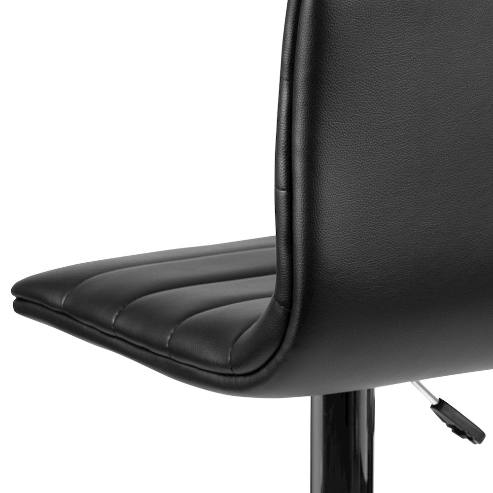 Black Vinyl Adjustable Bar Stool, Swivel Stool with Chrome Pedestal Base. Picture 13