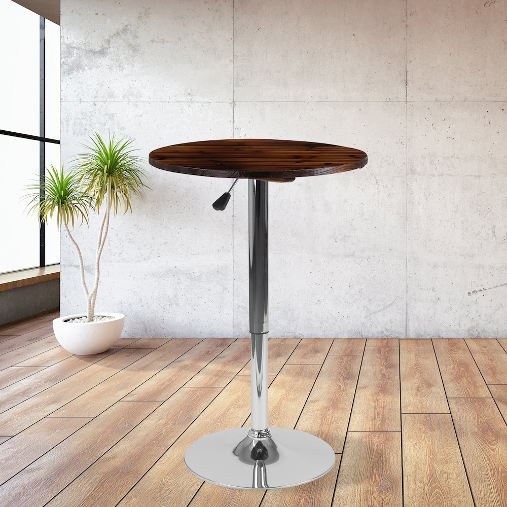 23.5'' Round Pine Wood Table (Adjustable Range 26.25'' - 35.5''). Picture 2