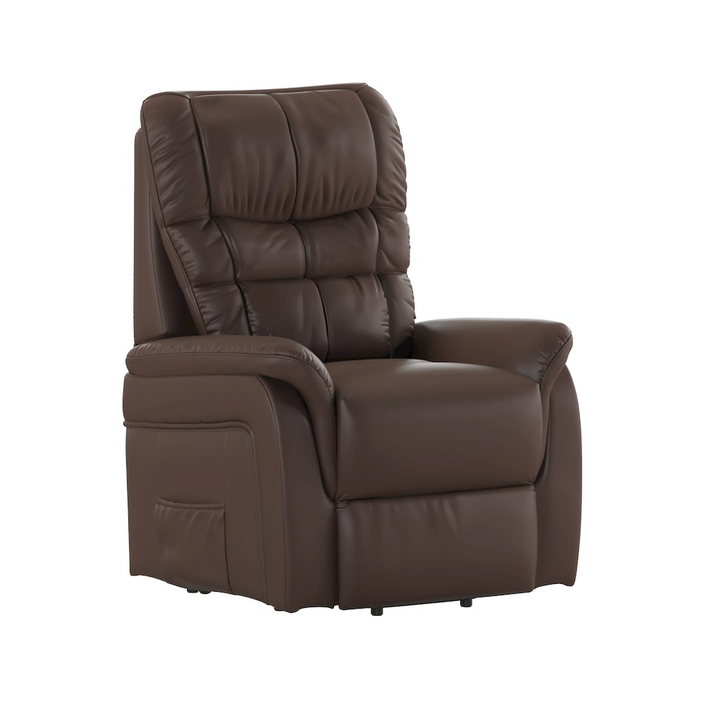 HERCULES Series Cognac LeatherSoft Remote Powered Lift Recliner for Elderly. Picture 1
