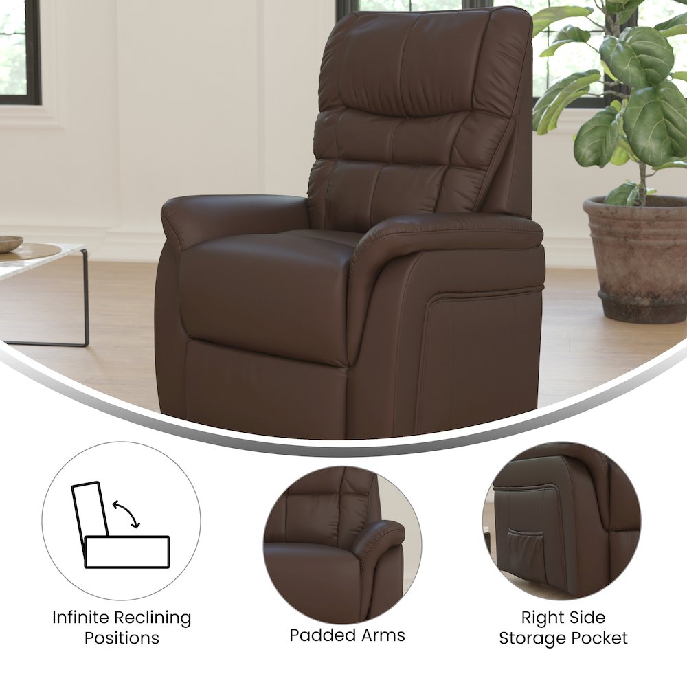 HERCULES Series Cognac LeatherSoft Remote Powered Lift Recliner for Elderly. Picture 4