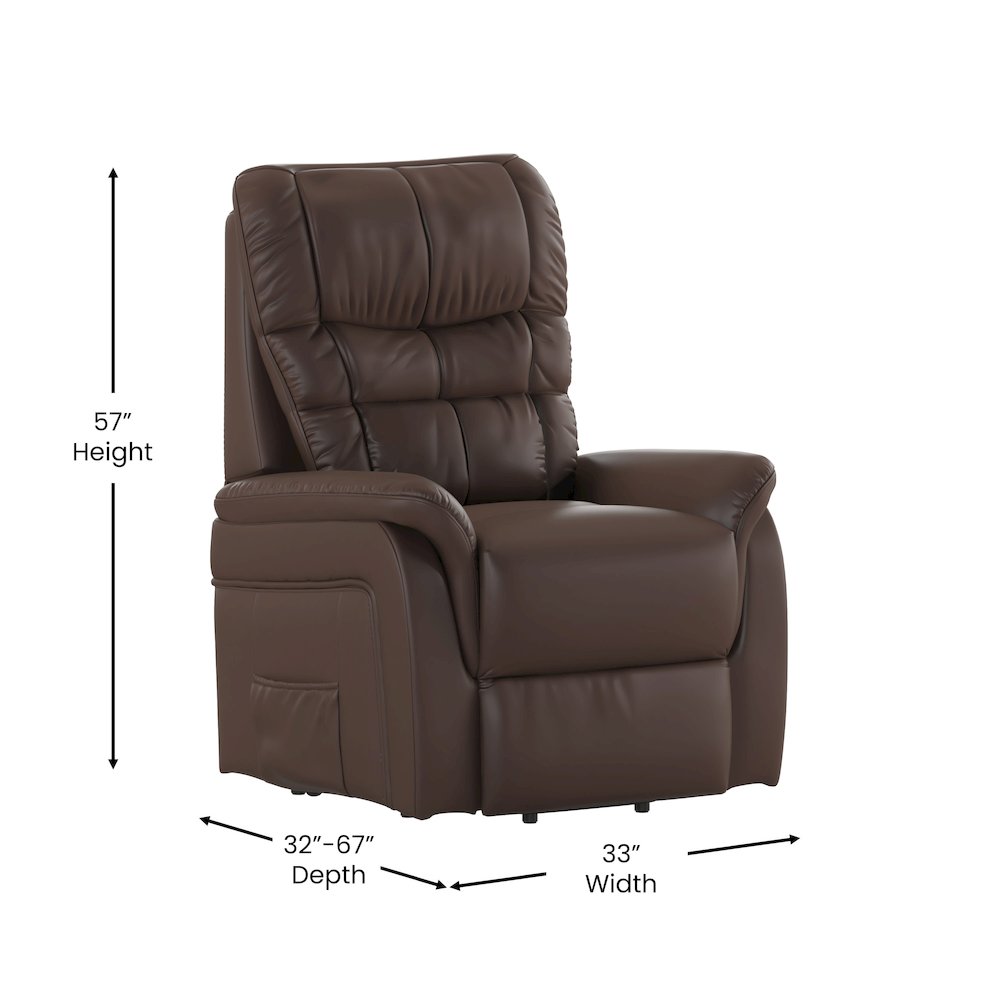 HERCULES Series Cognac LeatherSoft Remote Powered Lift Recliner for Elderly. Picture 5