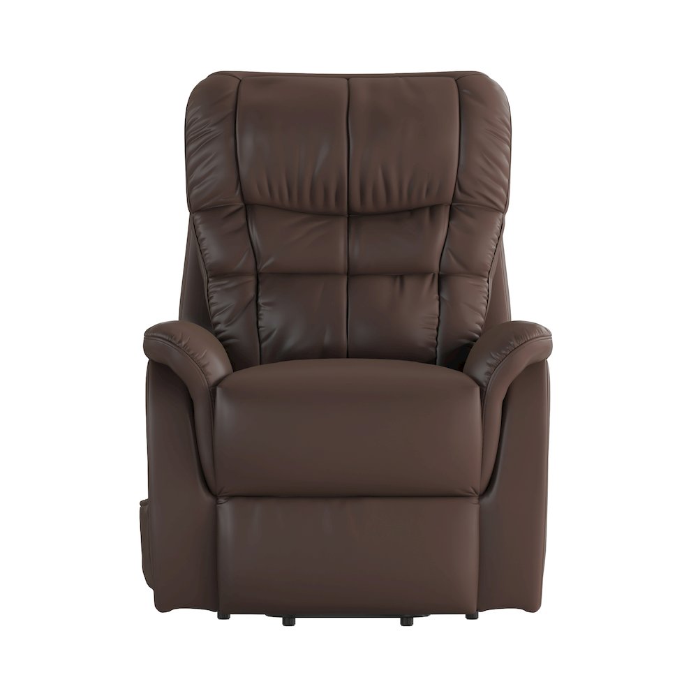 HERCULES Series Cognac LeatherSoft Remote Powered Lift Recliner for Elderly. Picture 11