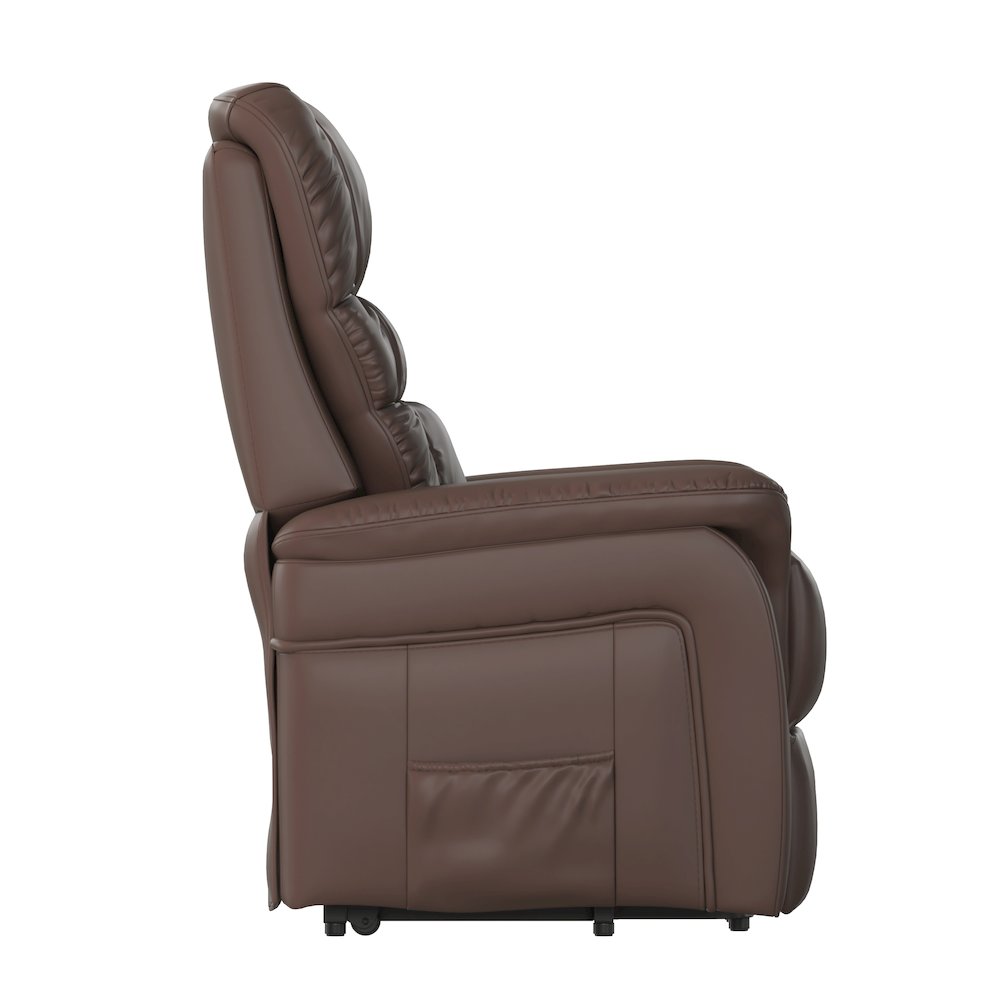 HERCULES Series Cognac LeatherSoft Remote Powered Lift Recliner for Elderly. Picture 10
