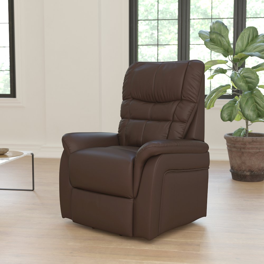 HERCULES Series Cognac LeatherSoft Remote Powered Lift Recliner for Elderly. Picture 3