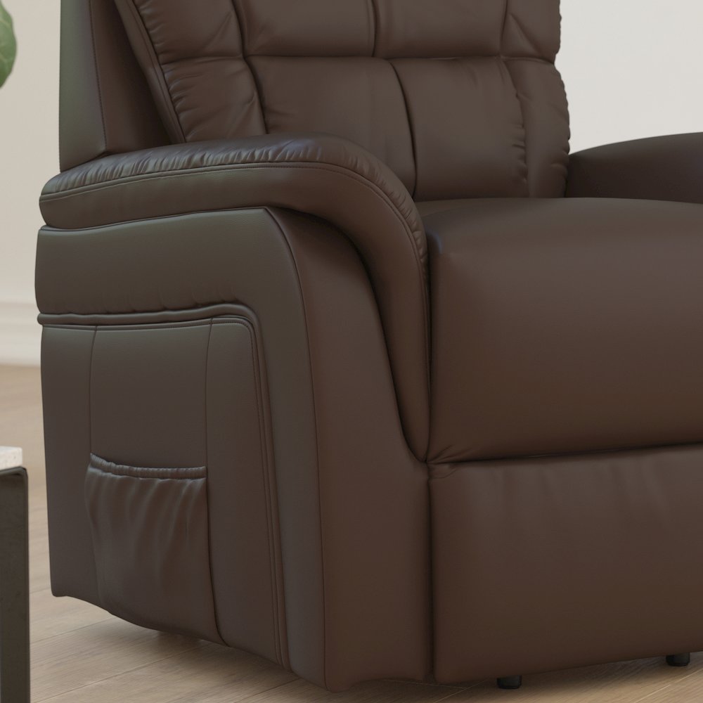 HERCULES Series Cognac LeatherSoft Remote Powered Lift Recliner for Elderly. Picture 6