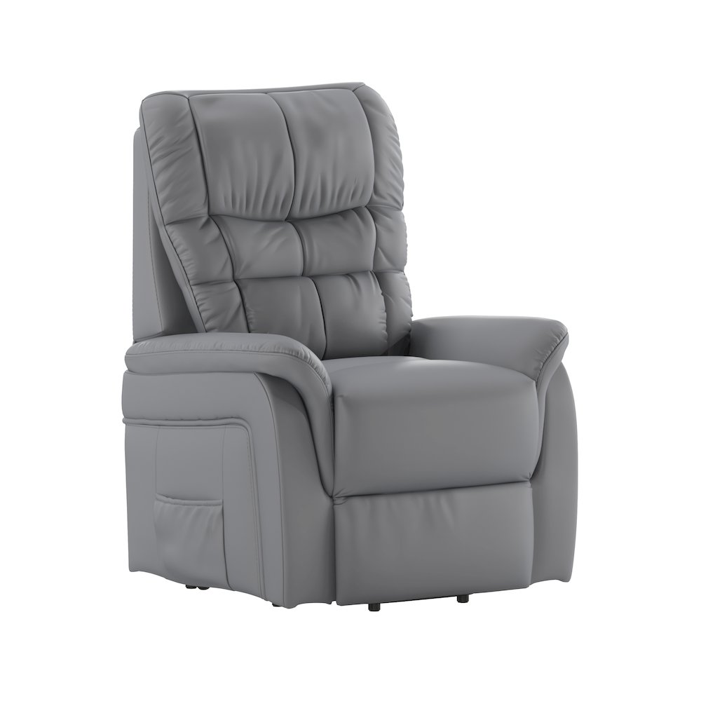 HERCULES Series Gray LeatherSoft Remote Powered Lift Recliner for Elderly. Picture 1
